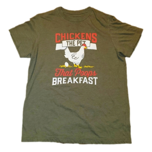 Chicken the Pet That Poops Breakfast! Graphic Tee Green Large - Picture 1 of 5